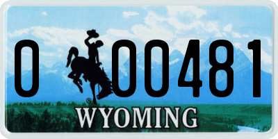 WY license plate 000481