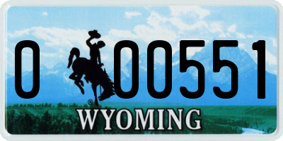 WY license plate 000551