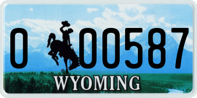 WY license plate 000587