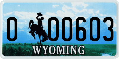 WY license plate 000603
