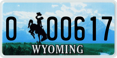 WY license plate 000617