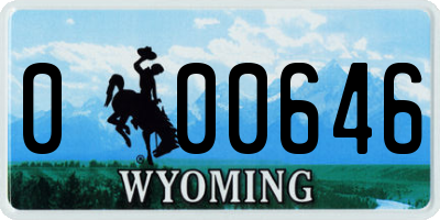 WY license plate 000646