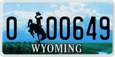 WY license plate 000649