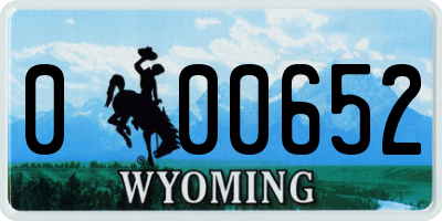 WY license plate 000652