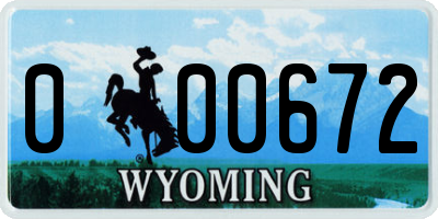 WY license plate 000672