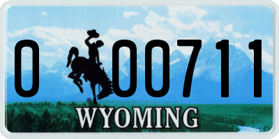 WY license plate 000711