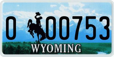 WY license plate 000753