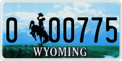 WY license plate 000775