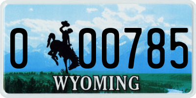 WY license plate 000785