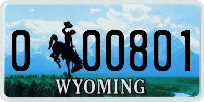 WY license plate 000801