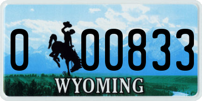 WY license plate 000833