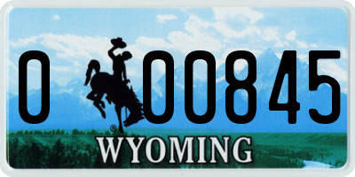 WY license plate 000845