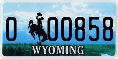 WY license plate 000858
