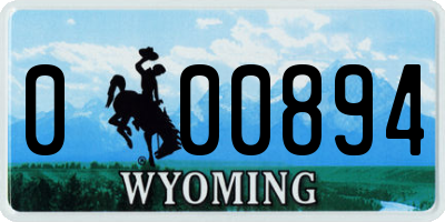 WY license plate 000894