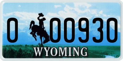 WY license plate 000930