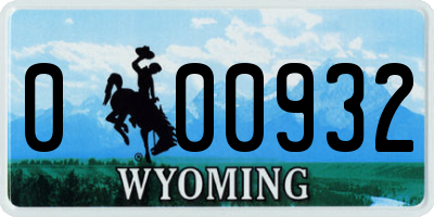 WY license plate 000932