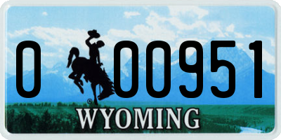 WY license plate 000951