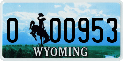 WY license plate 000953