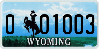 WY license plate 001003