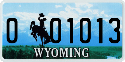 WY license plate 001013
