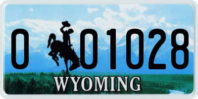 WY license plate 001028