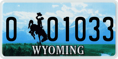 WY license plate 001033