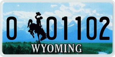 WY license plate 001102