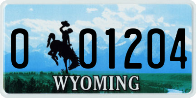 WY license plate 001204