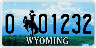 WY license plate 001232