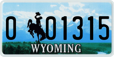 WY license plate 001315