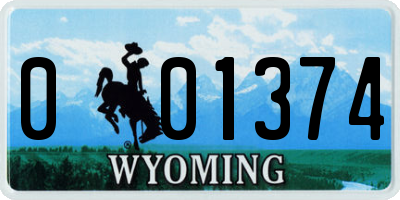 WY license plate 001374