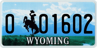 WY license plate 001602