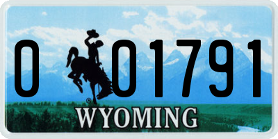 WY license plate 001791