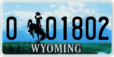 WY license plate 001802