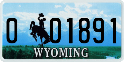 WY license plate 001891