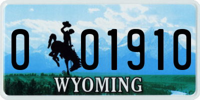WY license plate 001910