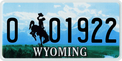 WY license plate 001922