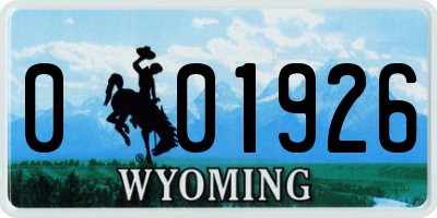 WY license plate 001926