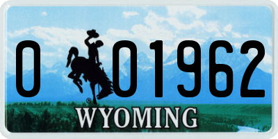 WY license plate 001962