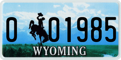 WY license plate 001985