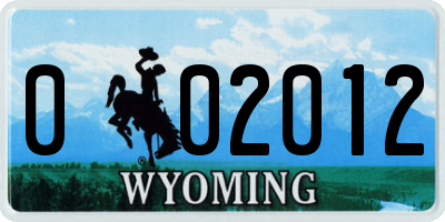 WY license plate 002012