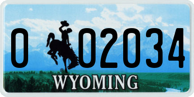 WY license plate 002034