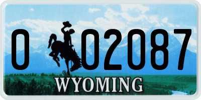 WY license plate 002087