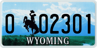 WY license plate 002301