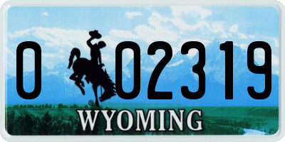 WY license plate 002319
