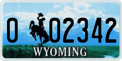 WY license plate 002342