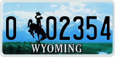 WY license plate 002354