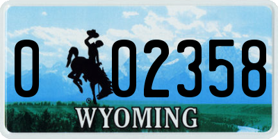 WY license plate 002358