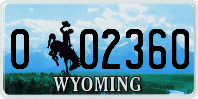 WY license plate 002360