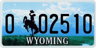 WY license plate 002510